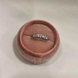 Moissanite Half Eternity Ring in Sterling Silver,  Size 4